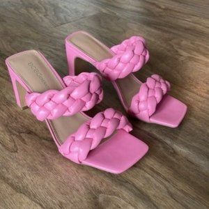 NWT BCBGeneration Pink Heels Size‎ 6.5 Bubblegum Finaa Slide Braided Sandal